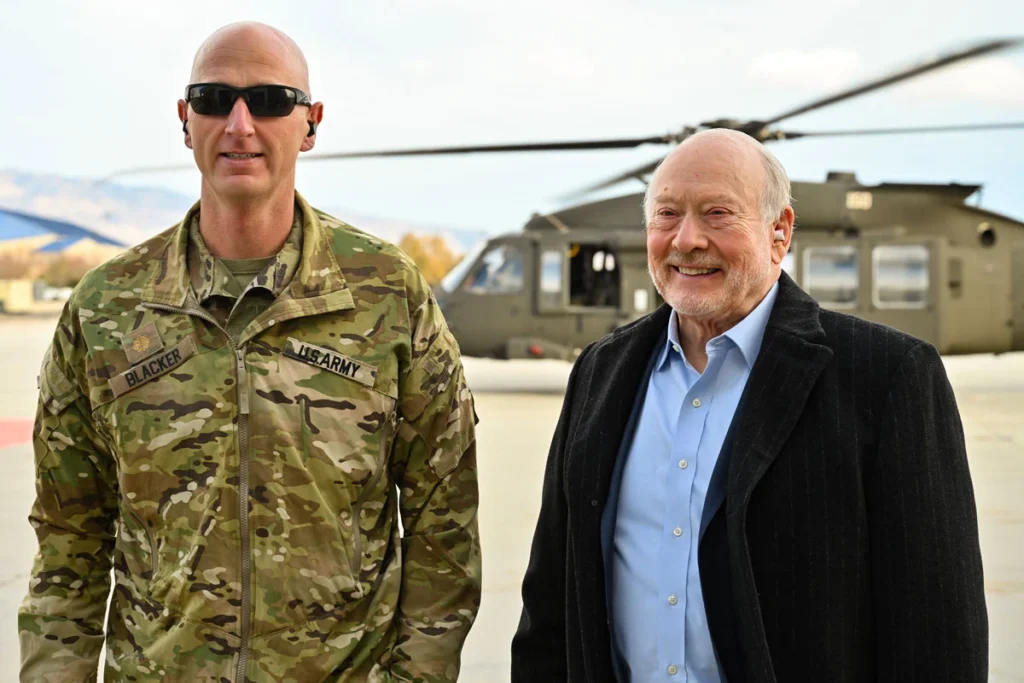 Major and Frank in front of Blackhawk